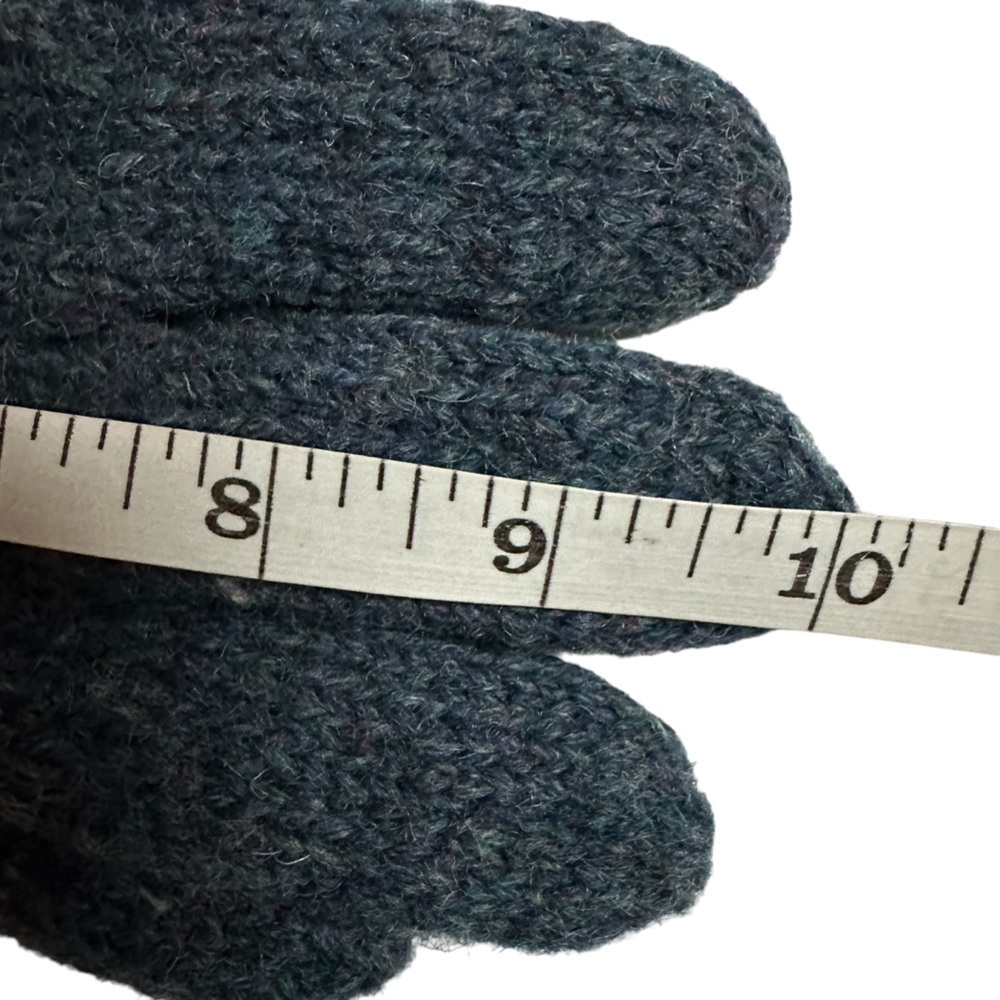 Women's Chunky Gray Blue Wool Hand Knit Cold Weather Gloves, Large - Picture 5 of 6